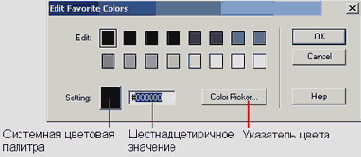 Диалоговое окно Edit Favorite Colors
