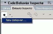 Кнопка New Behavior и опция New Behavior в меню