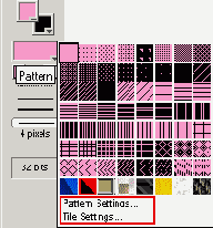 Опции внизу диалогового окна Pattern в окне Paint